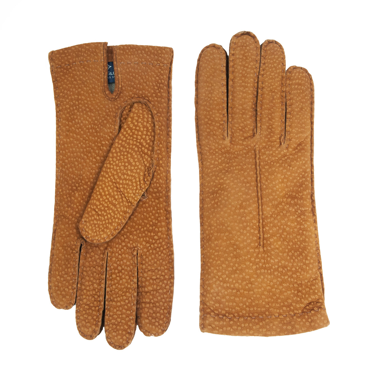 Woman's tobacco carpincho gloves entirely hand-sewn cashmere lined