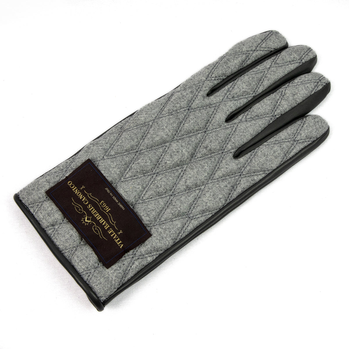 Men's leather gloves with quilted Vitale Barberis Canonico wool top