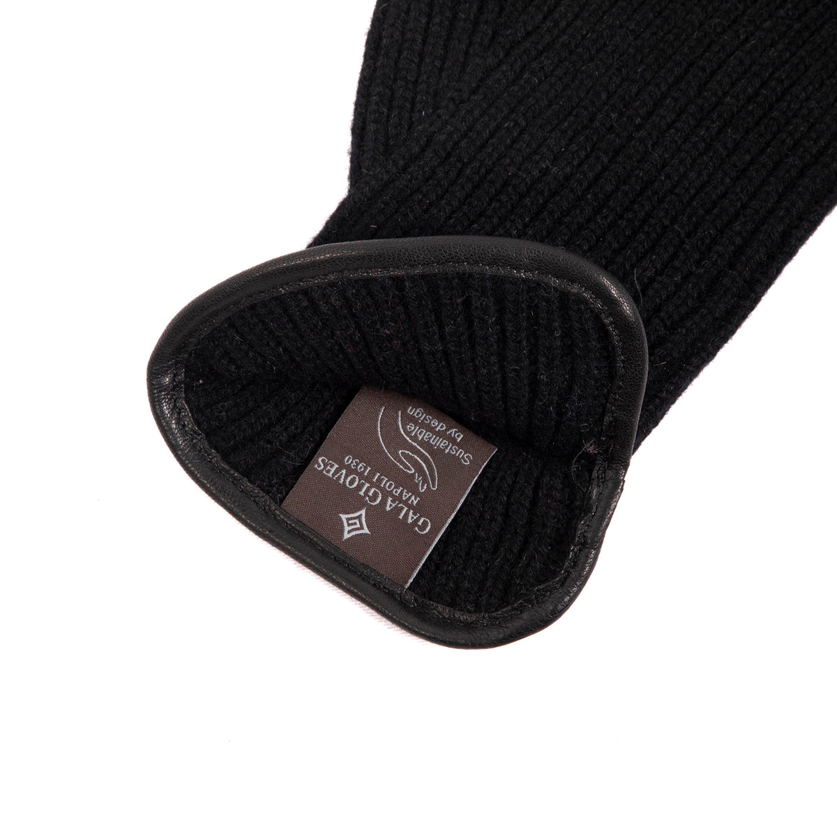 Men's natural cashmere gloves with side opening and chrome-free leather piping