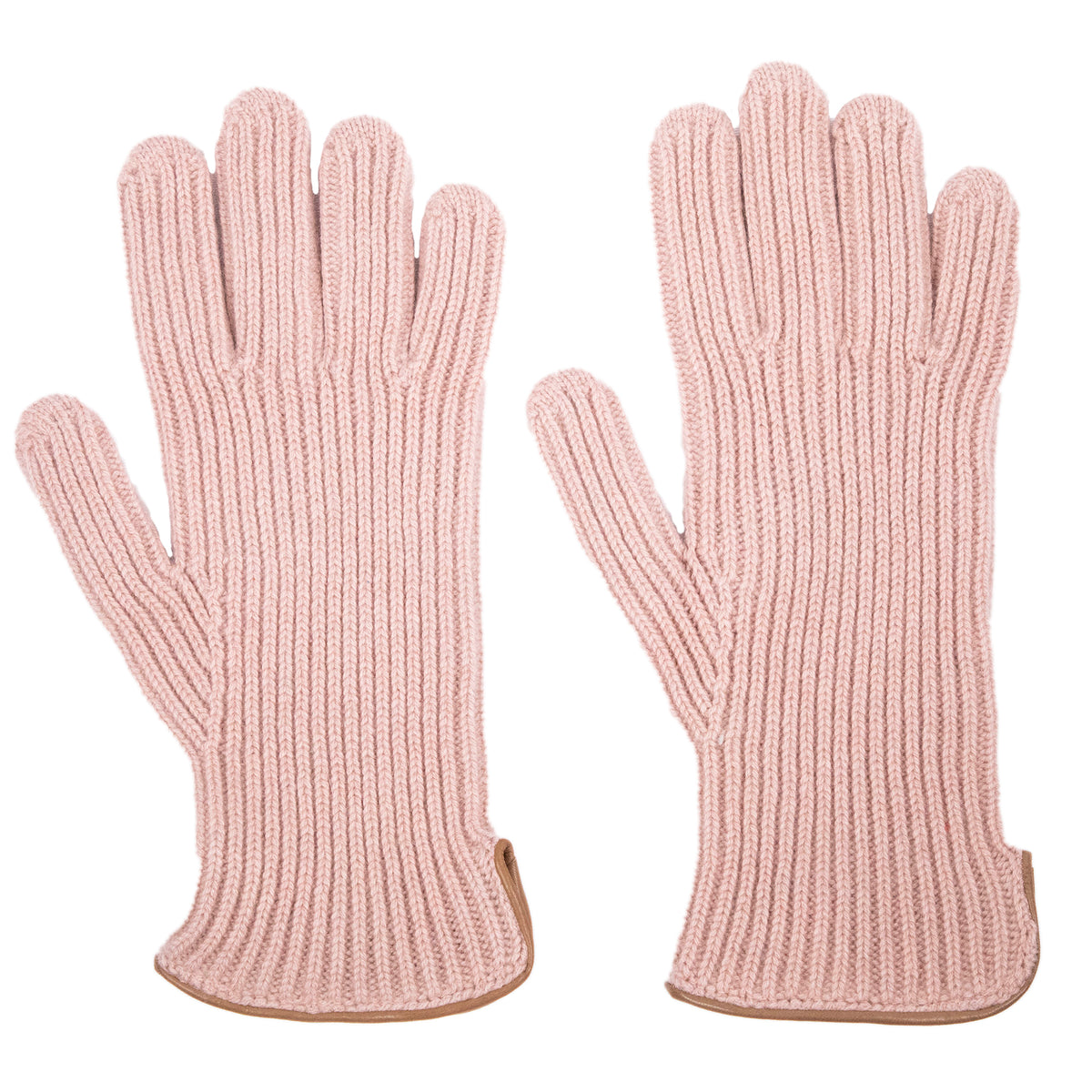 Men's natural cashmere gloves with side opening and chrome-free leather piping