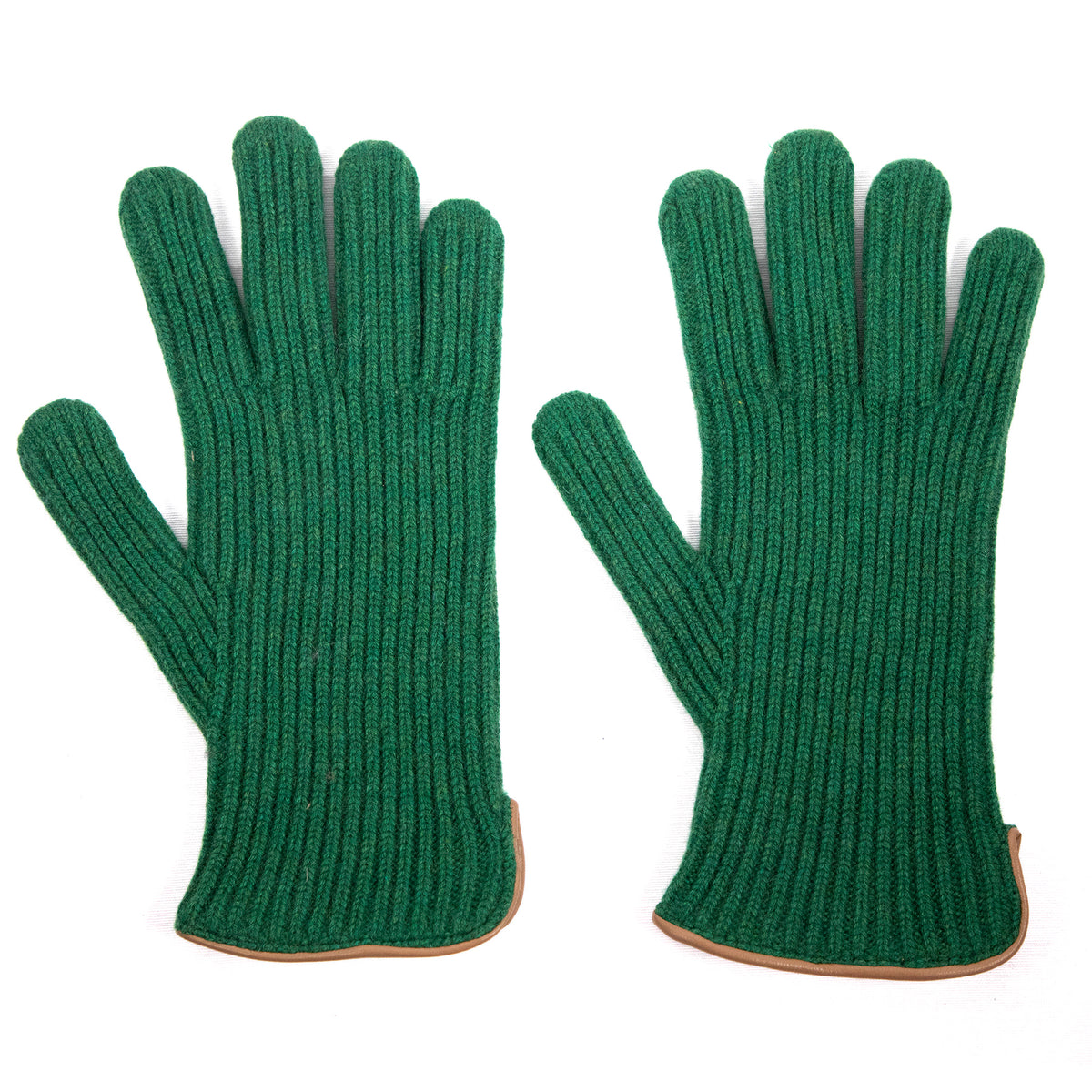 Men's natural cashmere gloves with side opening and chrome-free leather piping