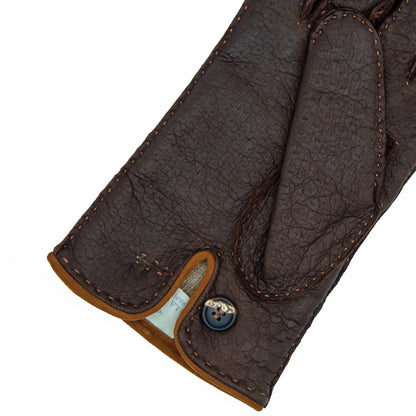 Men's cork peccary leather gloves cashmere lined