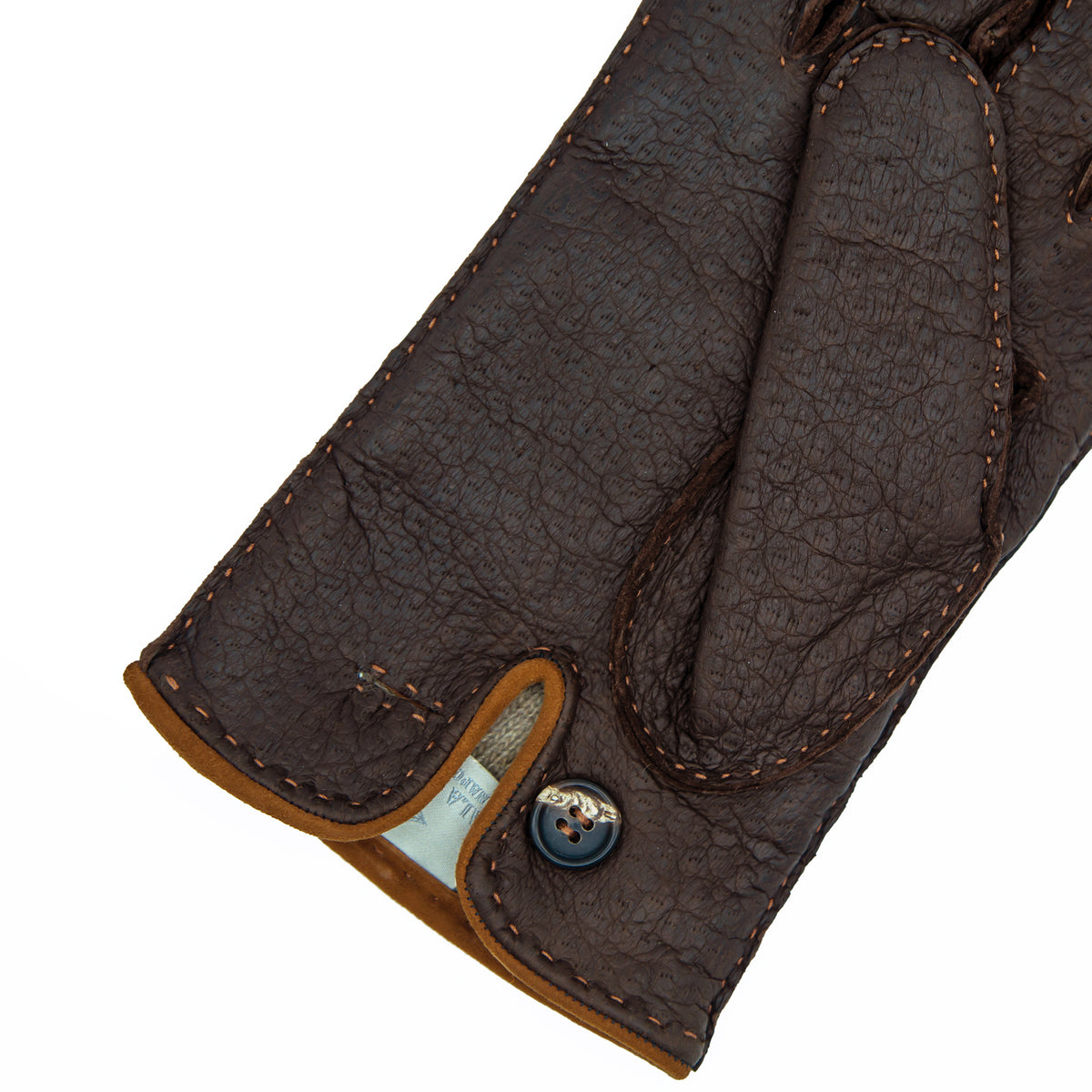 Men's cork peccary leather gloves cashmere lined