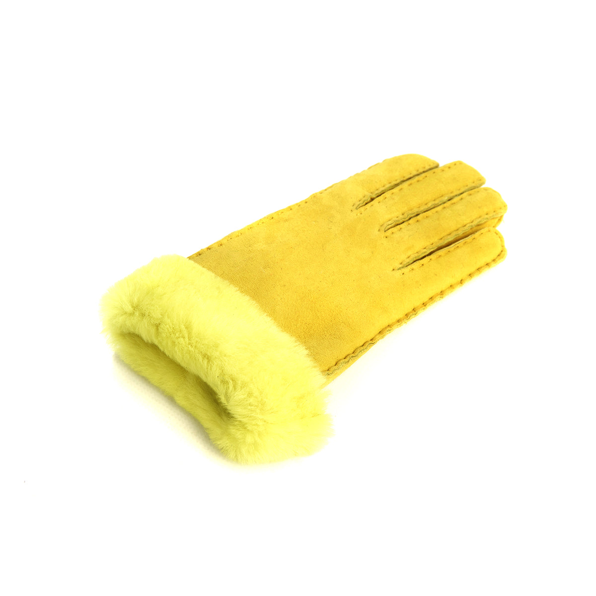 Women's fluo yellow lambskin gloves