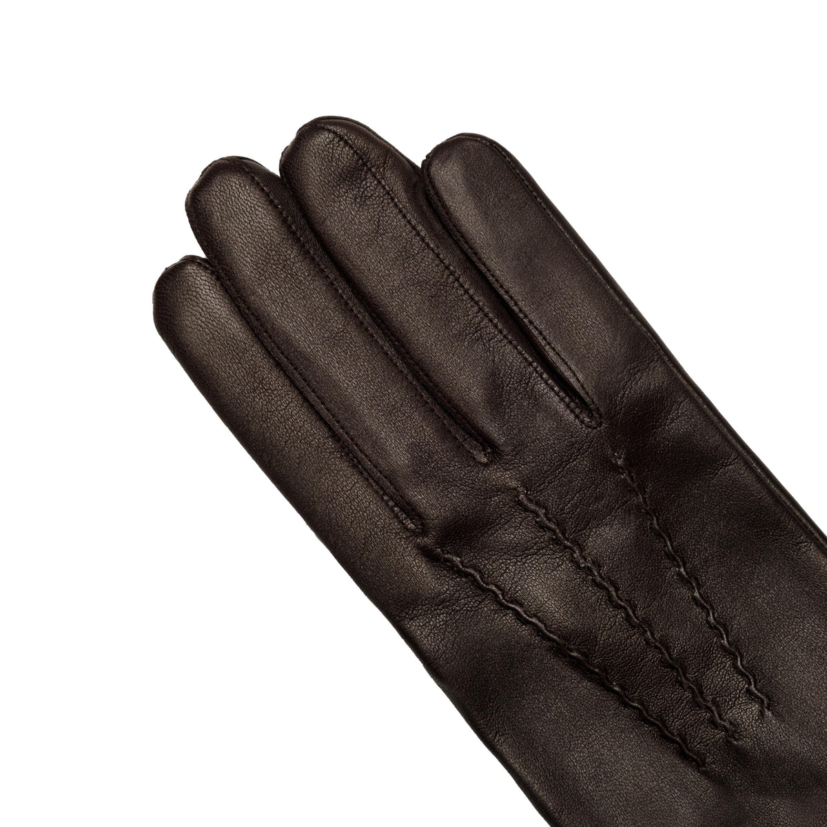 Men's brown metal free nappa leather gloves with natural cashmere lining