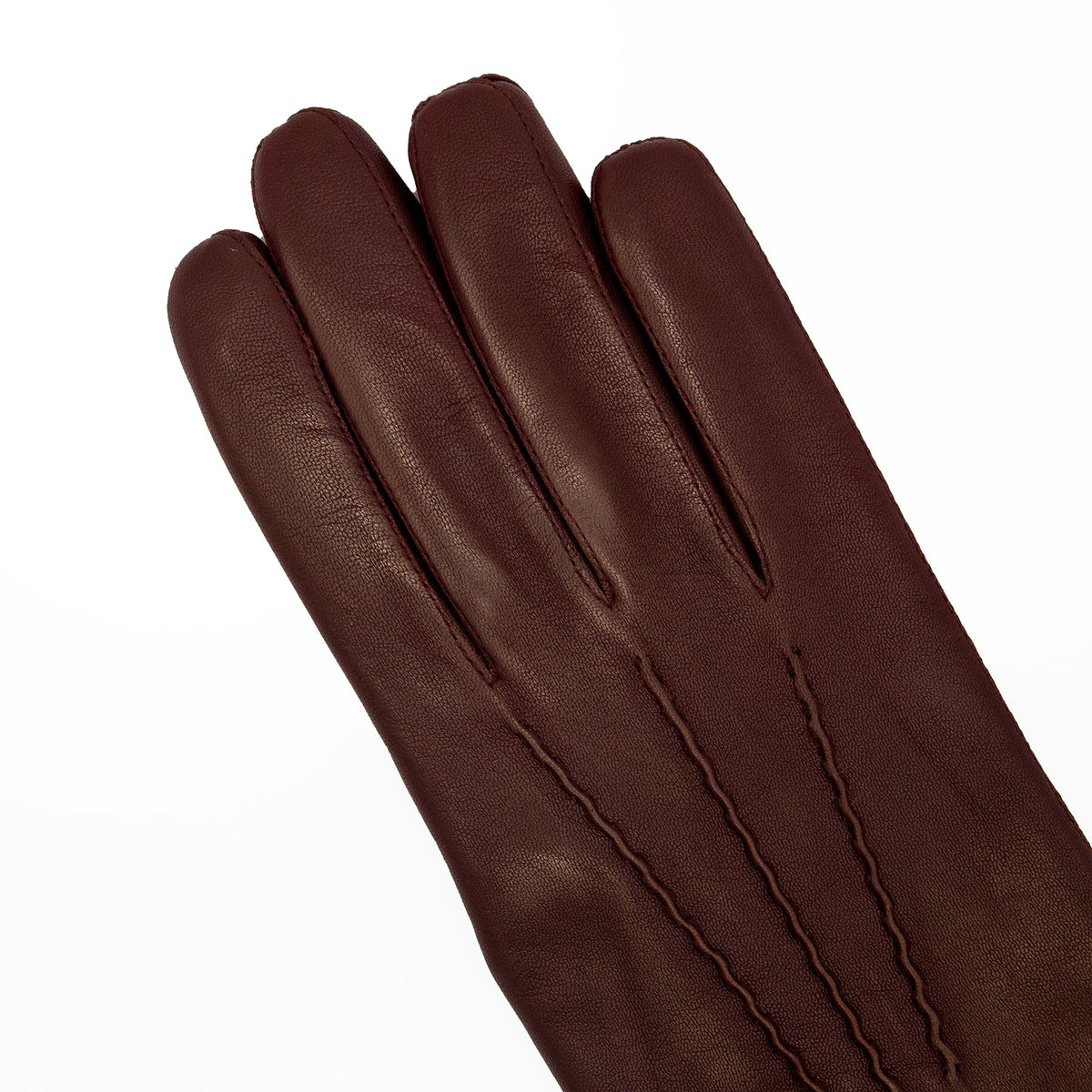 Men's burgundy metal free nappa leather gloves with natural cashmere lining