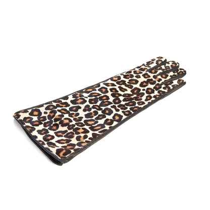 Ladies' leather gloves with white leo printed calfskin top details