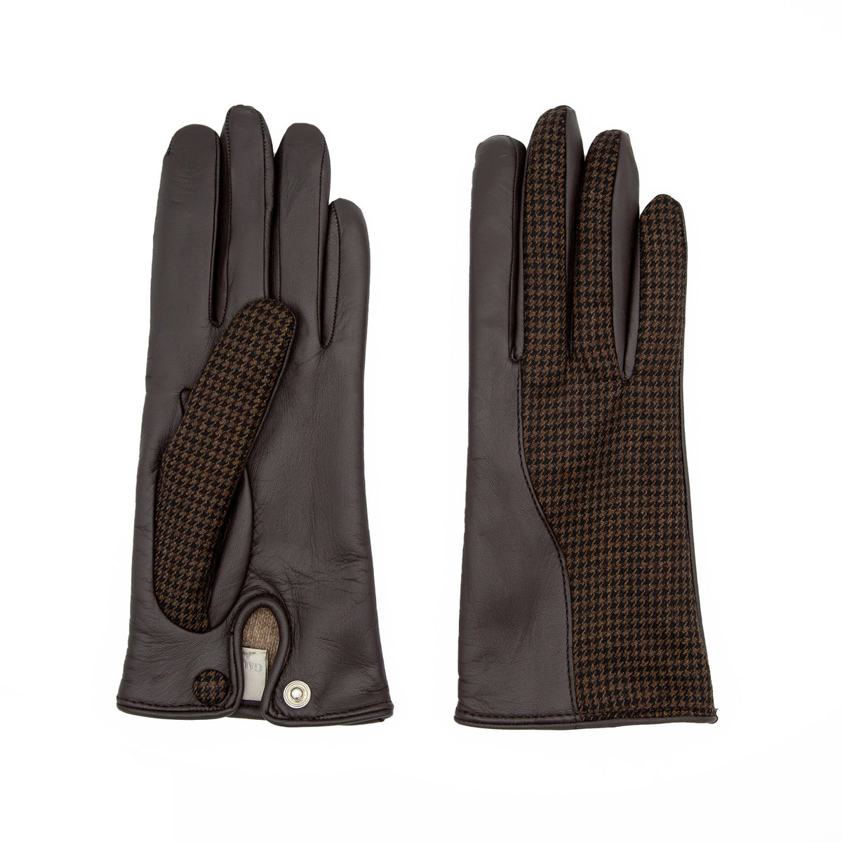 Nettuno: touchscreen leather gloves with a shower-proof suede top