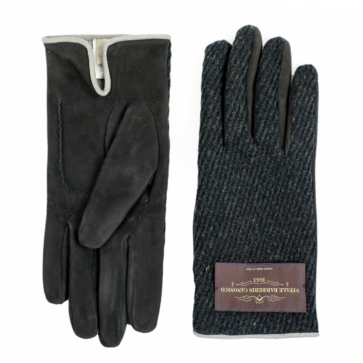 Men's suede leather gloves with Vitale Barberis Canonico wool top