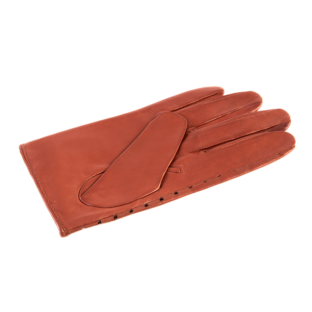Men's cognac nappa leather driving gloves with laser-cut details