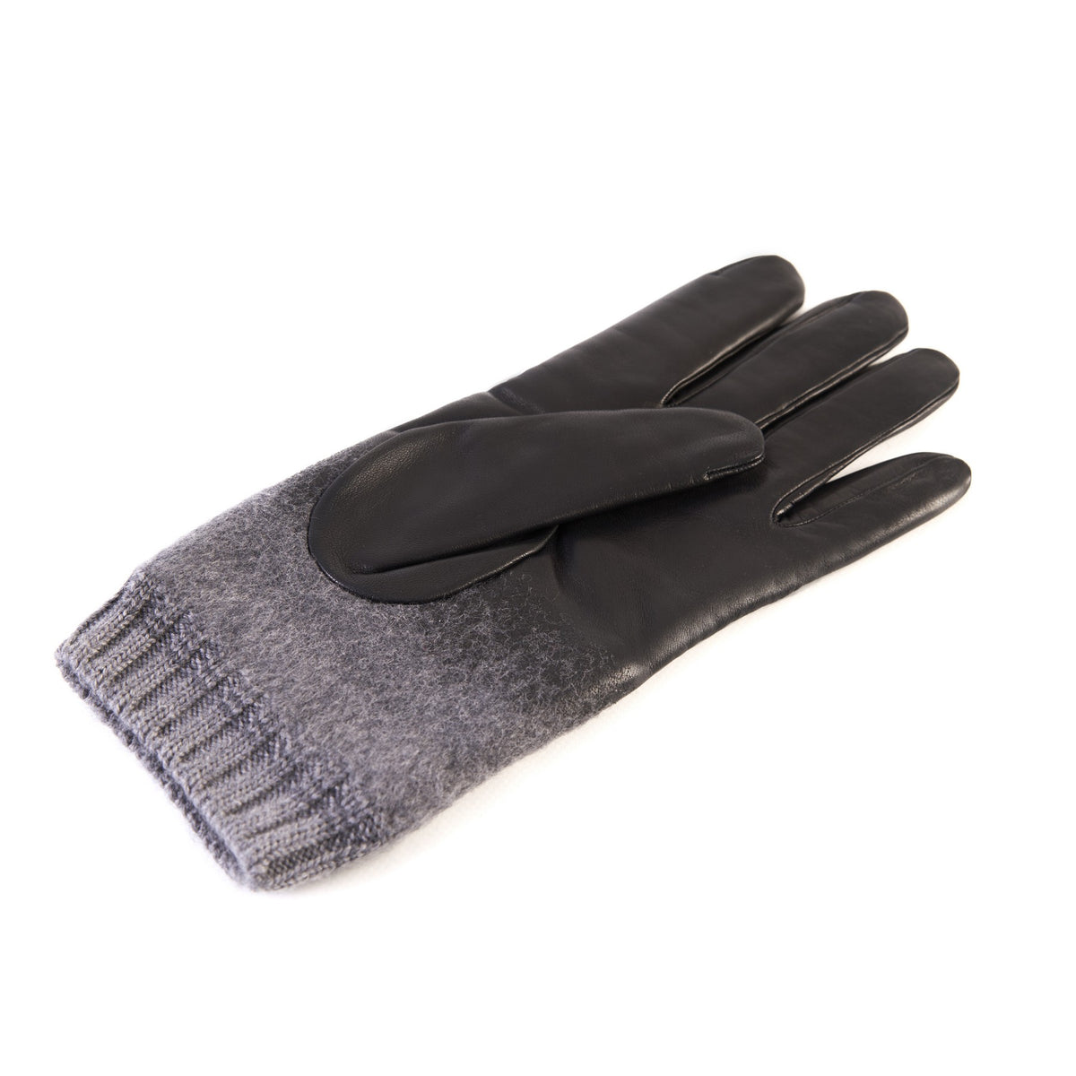 Men's black nappa leather gloves with wool needle punch details