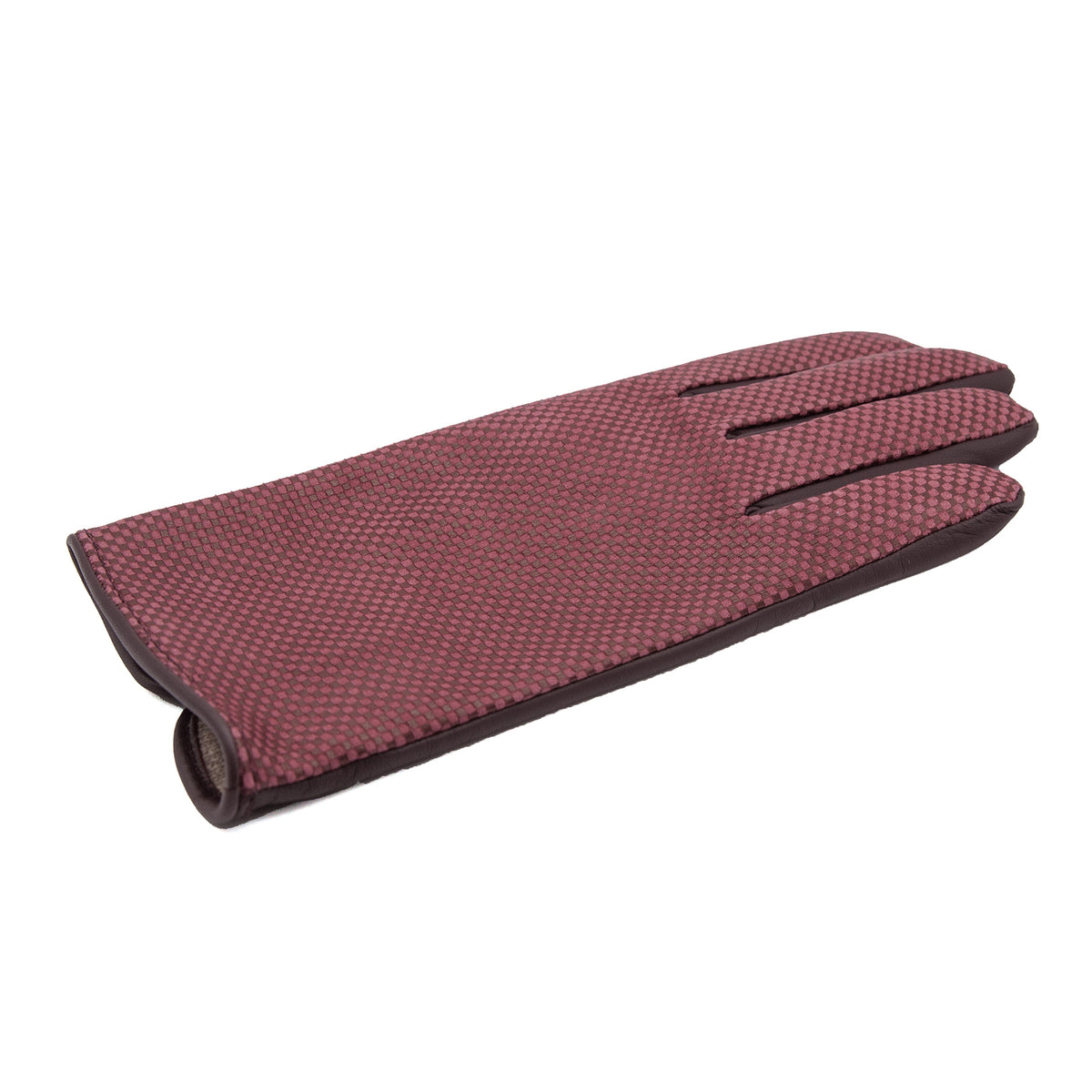 Men's bordeaux printed and touchscreen nappa leather gloves and cashmere lining
